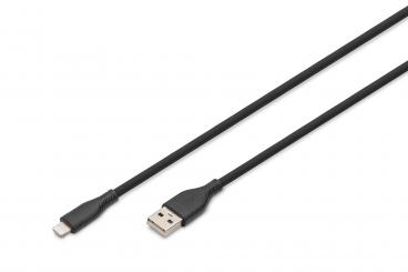 Lightning silicone connection cable, USB-A - Lightning 0.5m, black 