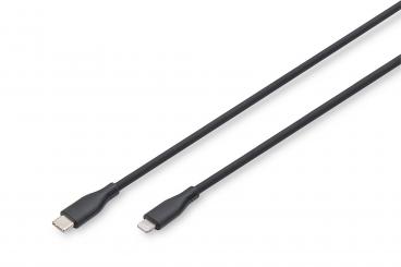 Lightning silicone connection cable, USB-C - Lightning, 1m, black 