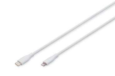 Lightning silicone connection cable, USB-C - Lightning, 1m, white 