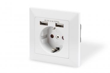 Safety socket for flush mounting with 2 USB ports 