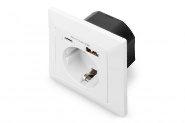 Safety Plug for Flush Mounting with 1 x USB Type-C™, 1 x USB A 