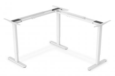Electrically height-adjustable table frame, 90° L-shaped, triple motor, 2-step, white 