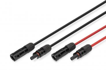Solar cable extension 3 m, 4 mm², MC4 connection, PV cable 1500 V DC, UV-resistant & weatherproof, 2 cables, 1x black, 1x red 