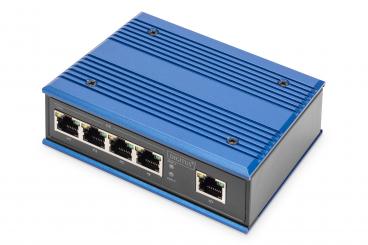 4 port gigabit network switch, industrial, unmanaged, 1 RJ45 uplink 