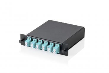 MPO cassette, multimode OM3, LC/DX, LC to MPO, for 3 cassette fields 