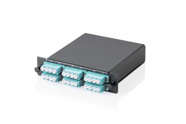 MPO cassette, multimode OM3, LC/Quad, LC to MPO, for 3 cassette fields 