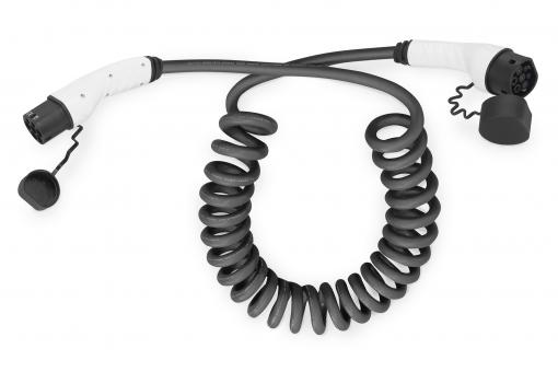 Spiral EV charging cable, 10 m, type 2 to type 2 